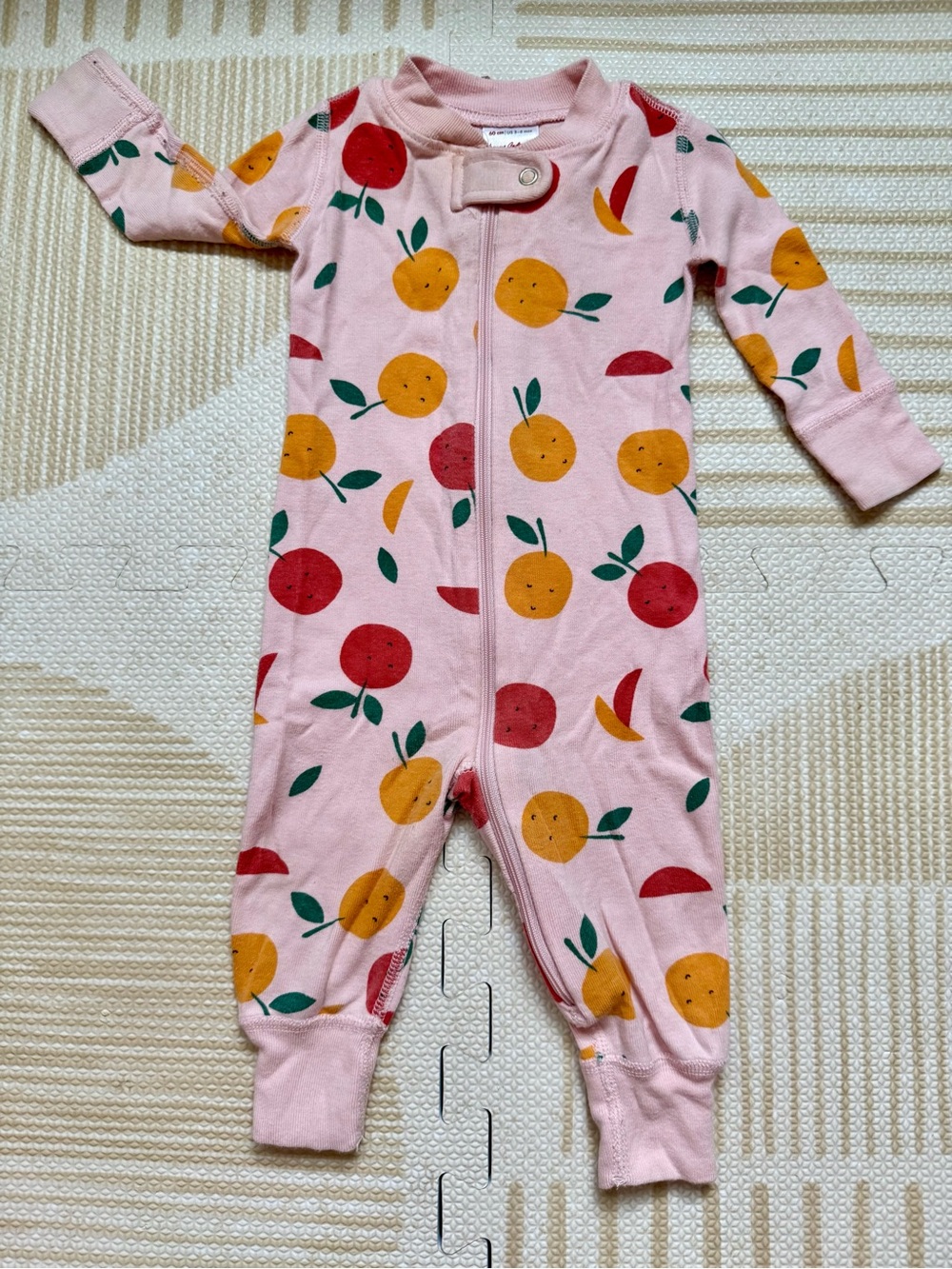 Hanna Andersson Pink Fruit-Print Infant One-Piece Zip Romper